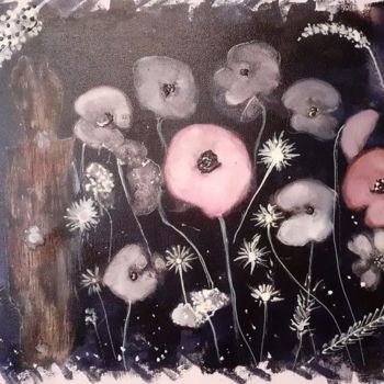 Peinture intitulée "champs fleurie" par Christine Delafont, Œuvre d'art originale, Acrylique
