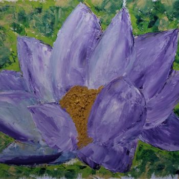 Painting titled "Lotus" by Colette Pennarun, Original Artwork, Oil