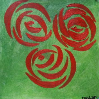Painting titled "Rose éclatée n°5" by Colette Pennarun, Original Artwork, Oil