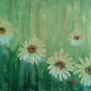 Painting titled "Sunflowers n°4" by Colette Pennarun, Original Artwork, Oil