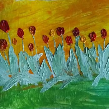 绘画 标题为“Champ de Tulipes” 由Colette Pennarun, 原创艺术品, 油