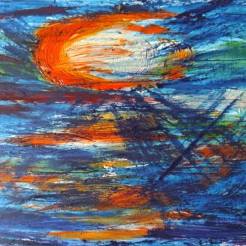 Painting titled "Sunset over the Oce…" by Colette Pennarun, Original Artwork, Oil