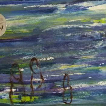 Painting titled "Pleine Lune 22019" by Colette Pennarun, Original Artwork, Oil