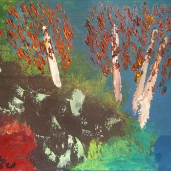 Painting titled "Forêt Onirique n°4" by Colette Pennarun, Original Artwork, Oil