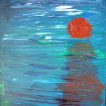 Painting titled "Sunset over the Sea…" by Colette Pennarun, Original Artwork