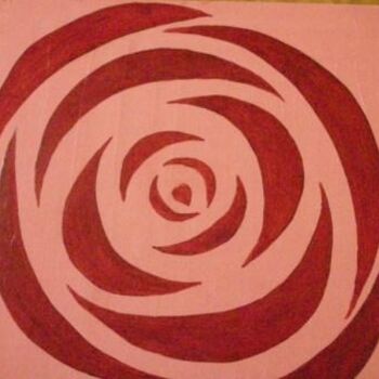 Schilderij getiteld "Rose rouge éclatée…" door Colette Pennarun, Origineel Kunstwerk