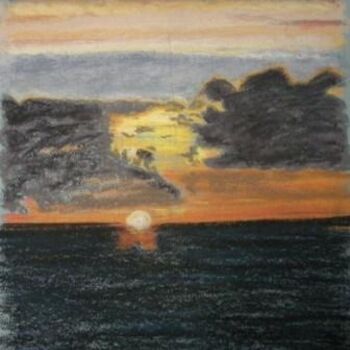 Zeichnungen mit dem Titel "Sunset over Mediter…" von Colette Pennarun, Original-Kunstwerk