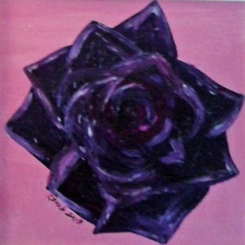Painting titled "Black Rose (n° 33)…" by Colette Pennarun, Original Artwork, Oil