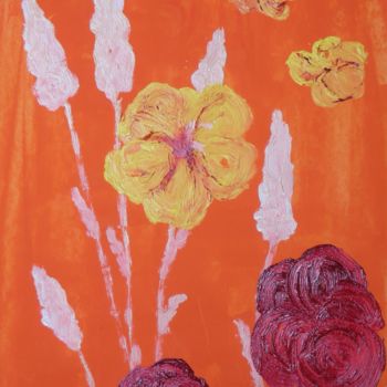 Painting titled "Composition florale…" by Colette Pennarun, Original Artwork, Oil