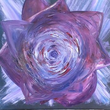 Schilderij getiteld "Rose violette n°3 -…" door Colette Pennarun, Origineel Kunstwerk, Olie