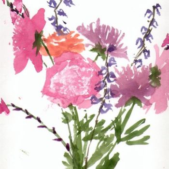 Peinture intitulée "bouquet de pivoines…" par Claire Paul, Œuvre d'art originale