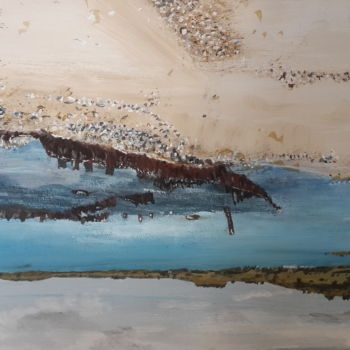 Painting titled "Stormy Suvla Bay Sh…" by Roachie - The Gallipoli Artist, Original Artwork, Acrylic