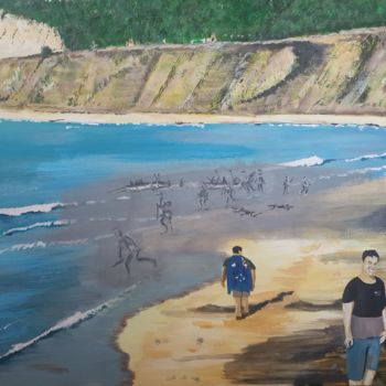 Painting titled "Anzac Cove and the…" by Roachie - The Gallipoli Artist, Original Artwork