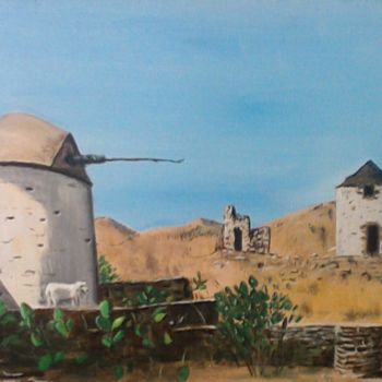 Pintura intitulada "The Derelict Windmi…" por Roachie - The Gallipoli Artist, Obras de arte originais, Acrílico