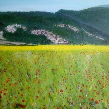 Painting titled "The Poppies of Suvl…" by Roachie - The Gallipoli Artist, Original Artwork, Acrylic