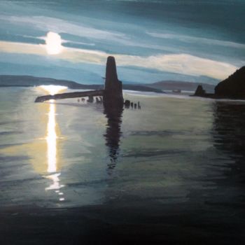 Painting titled "Sunset over the Dar…" by Roachie - The Gallipoli Artist, Original Artwork, Acrylic