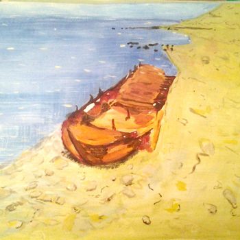Painting titled "The timeless shipwr…" by Roachie - The Gallipoli Artist, Original Artwork, Acrylic