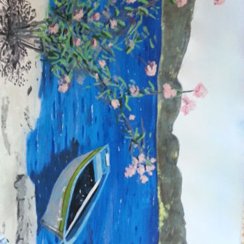 Painting titled "Jasmin's boat and o…" by Roachie - The Gallipoli Artist, Original Artwork, Acrylic