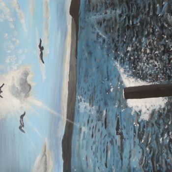Peinture intitulée "Seagulls, sunset an…" par Roachie - The Gallipoli Artist, Œuvre d'art originale, Gouache