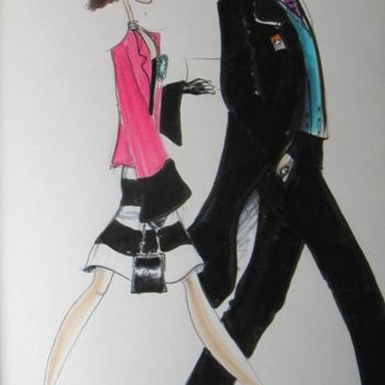 Schilderij getiteld "Mr and Mrs Hugo Bat…" door Jefferson Zipp, Origineel Kunstwerk