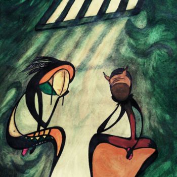 Painting titled "Cuento africano (La…" by Obeo, Original Artwork, Acrylic