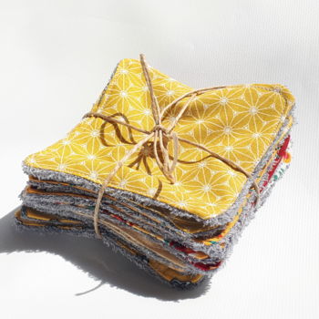Textile Art titled "Lingettes lavables…" by Creasoize, Original Artwork, Fabric