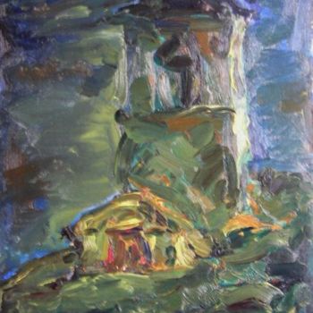 Painting titled "The church in moonl…" by Andrei Semyonov, Original Artwork