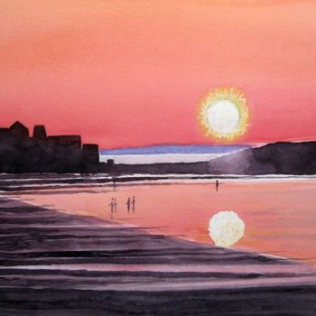 Painting titled "soleil-couchant.jpg" by Paul Giaume, Original Artwork, Watercolor