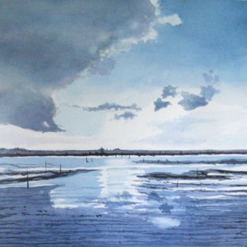 Malerei mit dem Titel "Bord de mer en Bret…" von Paul Giaume, Original-Kunstwerk, Aquarell