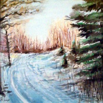 Painting titled "Landscape Snow path" by David Quilliams, Original Artwork