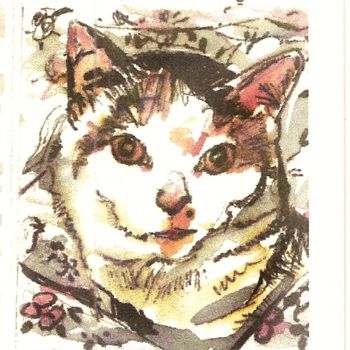 Peinture intitulée "Cat 1" par David Quilliams, Œuvre d'art originale