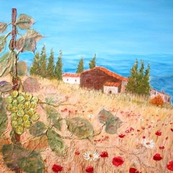Painting titled "Tuscan Rural Farm" by Andrew Williams, Original Artwork, Oil