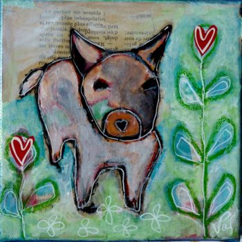 Pintura intitulada "Le petit chien" por Valérie Dupont Roussel Atelier Creative , Obras de arte originais