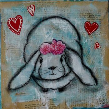 Pintura titulada "Le doux lapin" por Valérie Dupont Roussel Atelier Creative , Obra de arte original