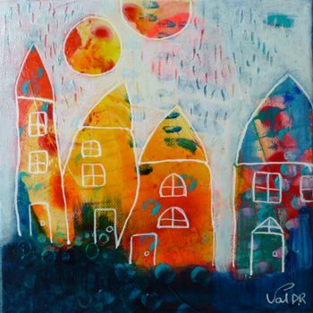 Malerei mit dem Titel "Little houses" von Valérie Dupont Roussel Atelier Creative , Original-Kunstwerk, Acryl