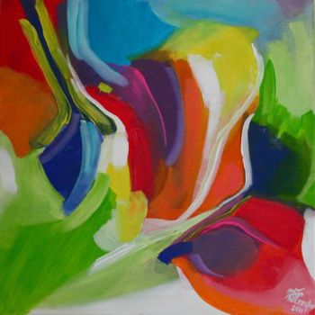 Painting titled "Abstracto floral" by Maria Crespo, Original Artwork, Oil