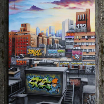 Картина под названием "132 city" - Creyone 132, Подлинное произведение искусства, Рисунок распылителем краски
