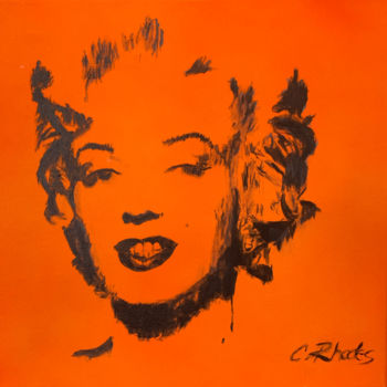 Ζωγραφική με τίτλο "Orange Marilyn" από Corbyn Rhodes, Αυθεντικά έργα τέχνης, Ακρυλικό Τοποθετήθηκε στο Ξύλινο φορείο σκελετό