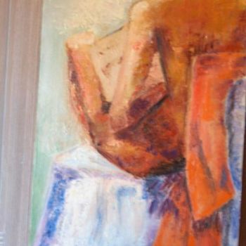 Peinture intitulée "femme nue au livre" par Christine Piat, Œuvre d'art originale