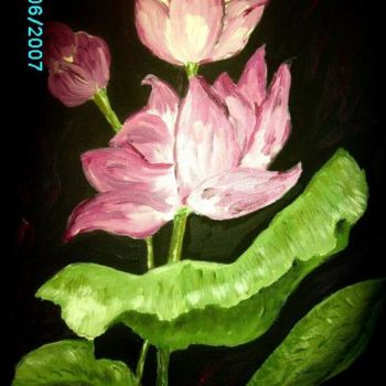 Painting titled "94-  FLEURS DE LOTUS" by Crilamb, Original Artwork