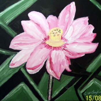Painting titled "97- lotus rose" by Crilamb, Original Artwork