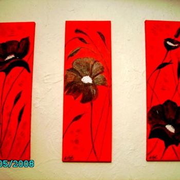 Painting titled "135- coquelicots ch…" by Crilamb, Original Artwork