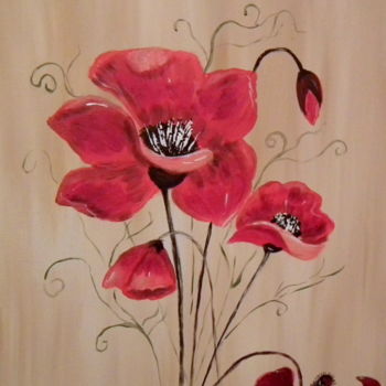 Painting titled "373-3-coquelicots.j…" by Crilamb, Original Artwork, Oil