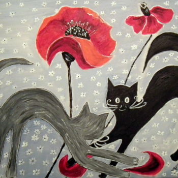Peinture intitulée "393-jeux-de-chats.j…" par Crilamb, Œuvre d'art originale