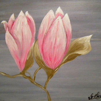 Peinture intitulée "394-fleurs-de-lotus…" par Crilamb, Œuvre d'art originale