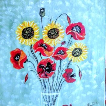 Painting titled "400-bouquet-soleils…" by Crilamb, Original Artwork, Acrylic