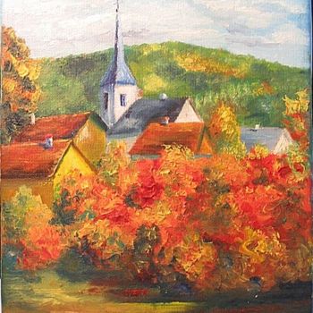 Painting titled "Paysage d'automne" by Crimadori, Original Artwork, Oil