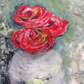 Painting titled "La ronde des roses" by Crimadori, Original Artwork, Oil