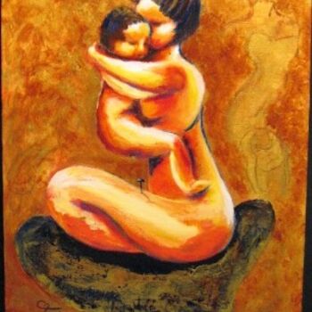 Painting titled "maternité" by Crimadori, Original Artwork, Oil