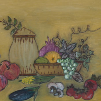 Painting titled "Fruits And Vegetabl…" by Crina Iancau, Original Artwork, Oil